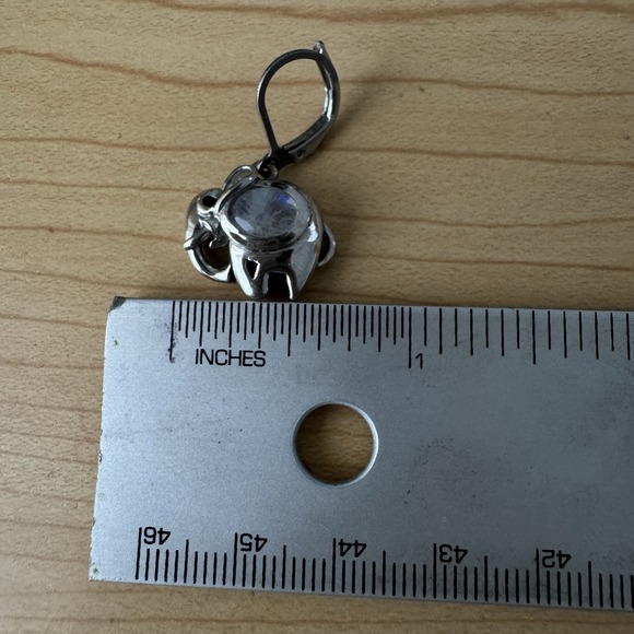 Vtg Karis Elephant Oval Moonstone Earrings Lever Back Earrings - Picture 7 of 7